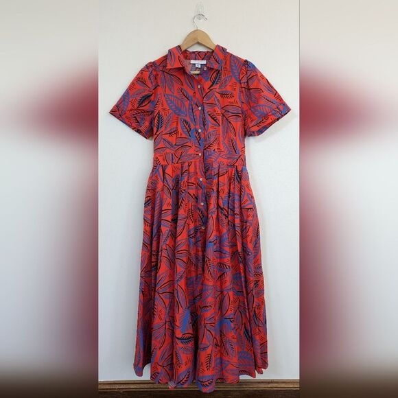 Alexis for Target Red Tropical Leaf Shirt Dress M Medium - Picture 5 of 11